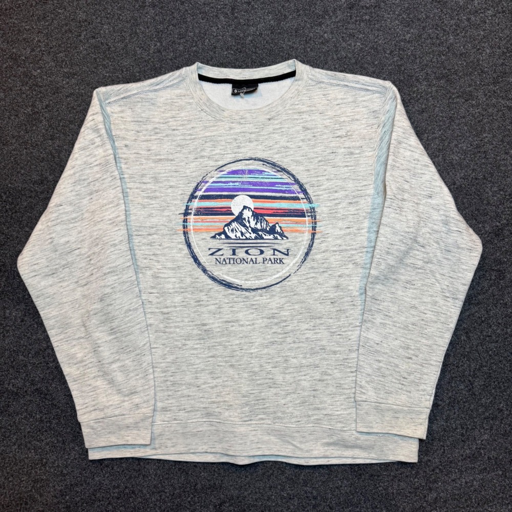 Lone Rock Zion National Park Sweatshirt Mens XL Gray Heather Graphic Pullover